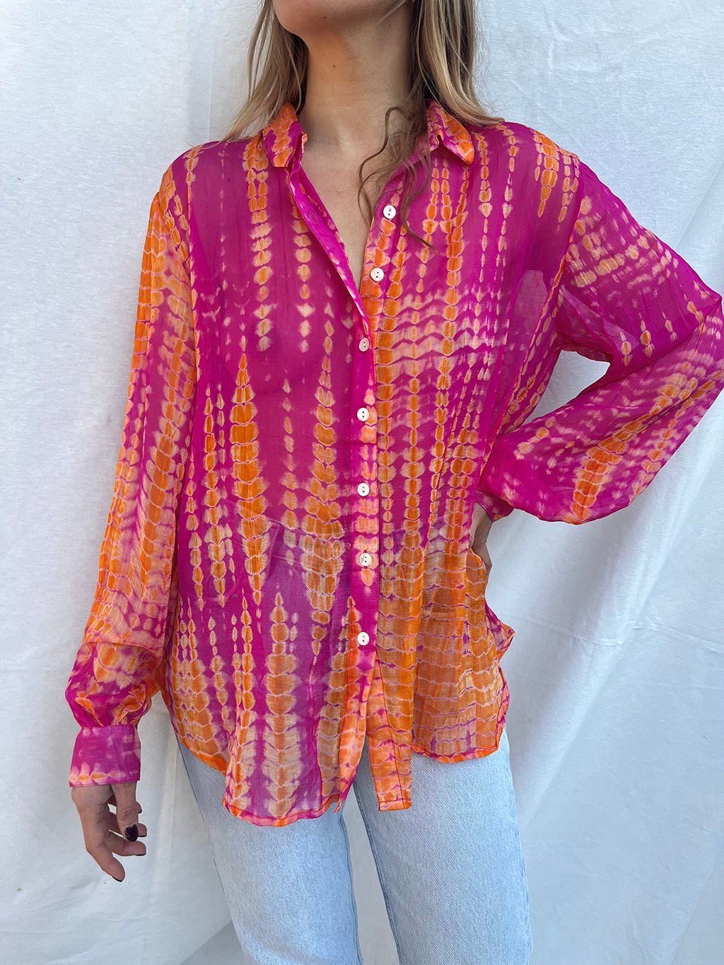 100% Modal Voile Tie Dye Shirt n.8 - Bohemia Couture