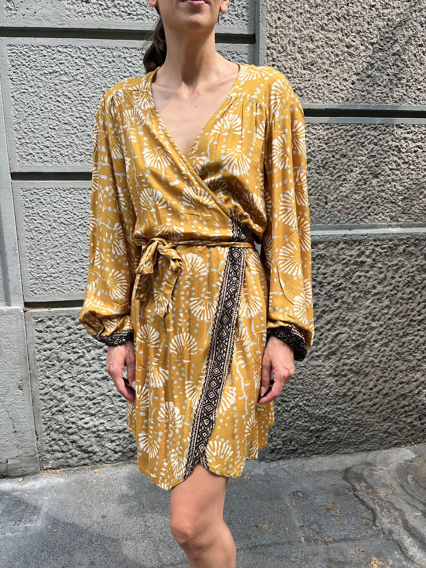 Viscose Lea Wrap Short Dress n.1