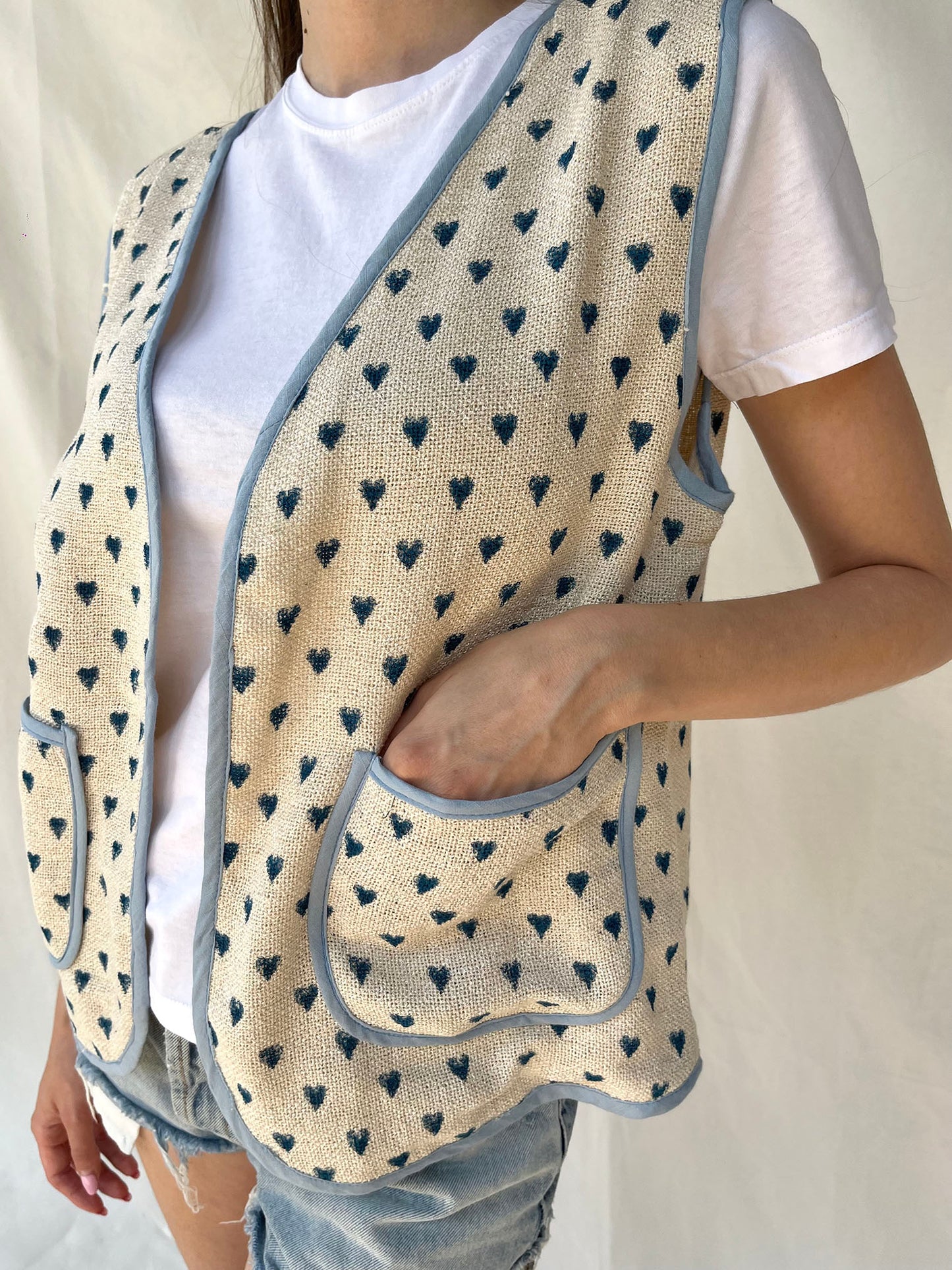 Meli Hearts Waistcoat Light Blue n.2