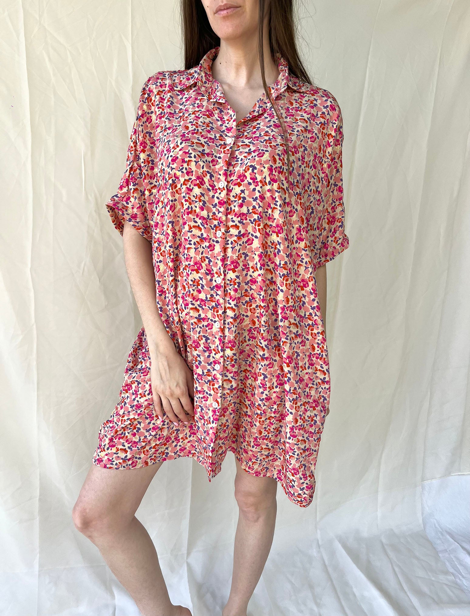 Silk Oversize Shirt Dress n.13– 100% Silk Mix, Oversized & Relaxed Fit