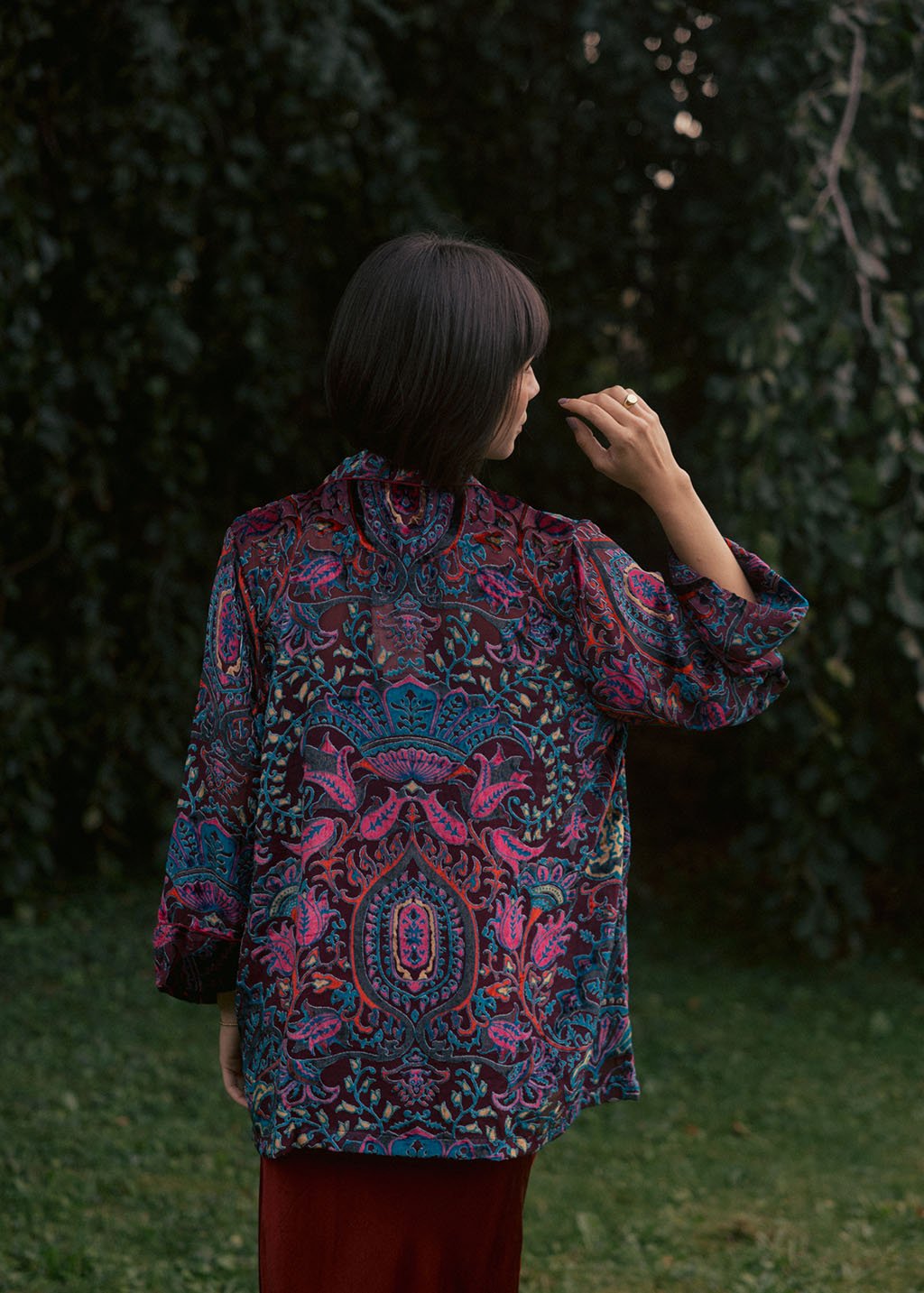 Velvet Short Cardigan - Burgundy - Bohemia Couture