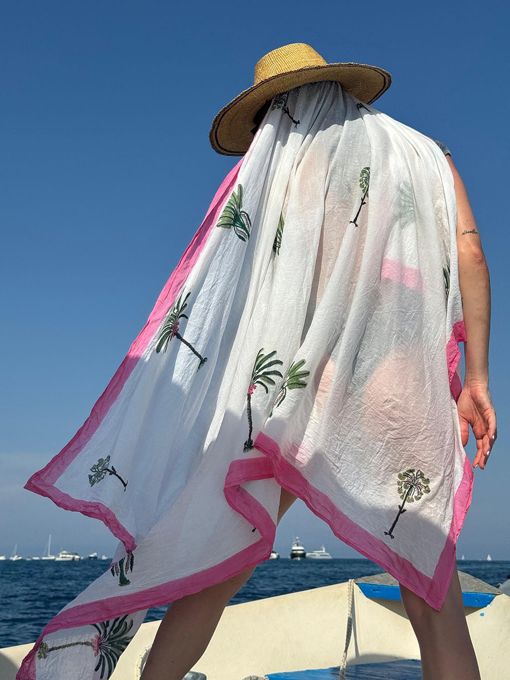 Cotton Pareo n.131 Pink Palmette - Bohemia Couture