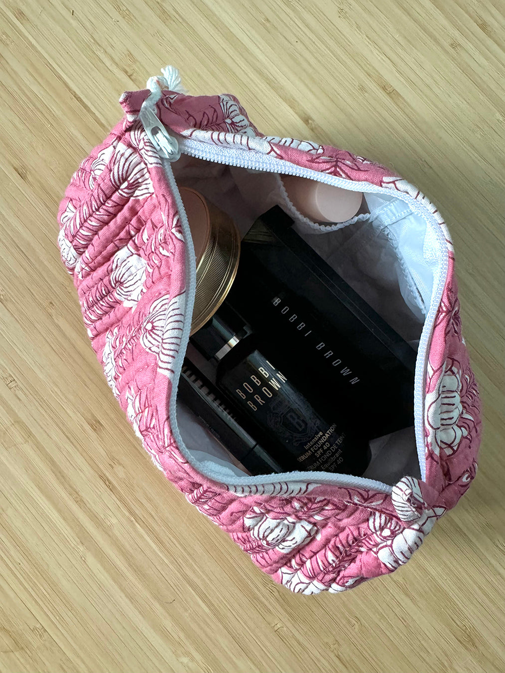 Mini Cosmetic Bag - Cream Hearts