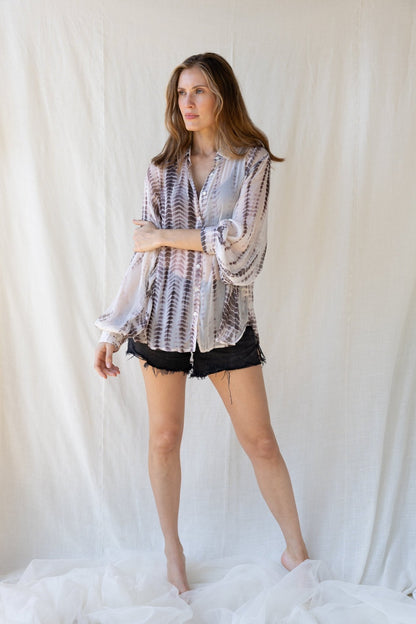 100% Modal Voile Tie Dye Shirt n.13 - Bohemia Couture
