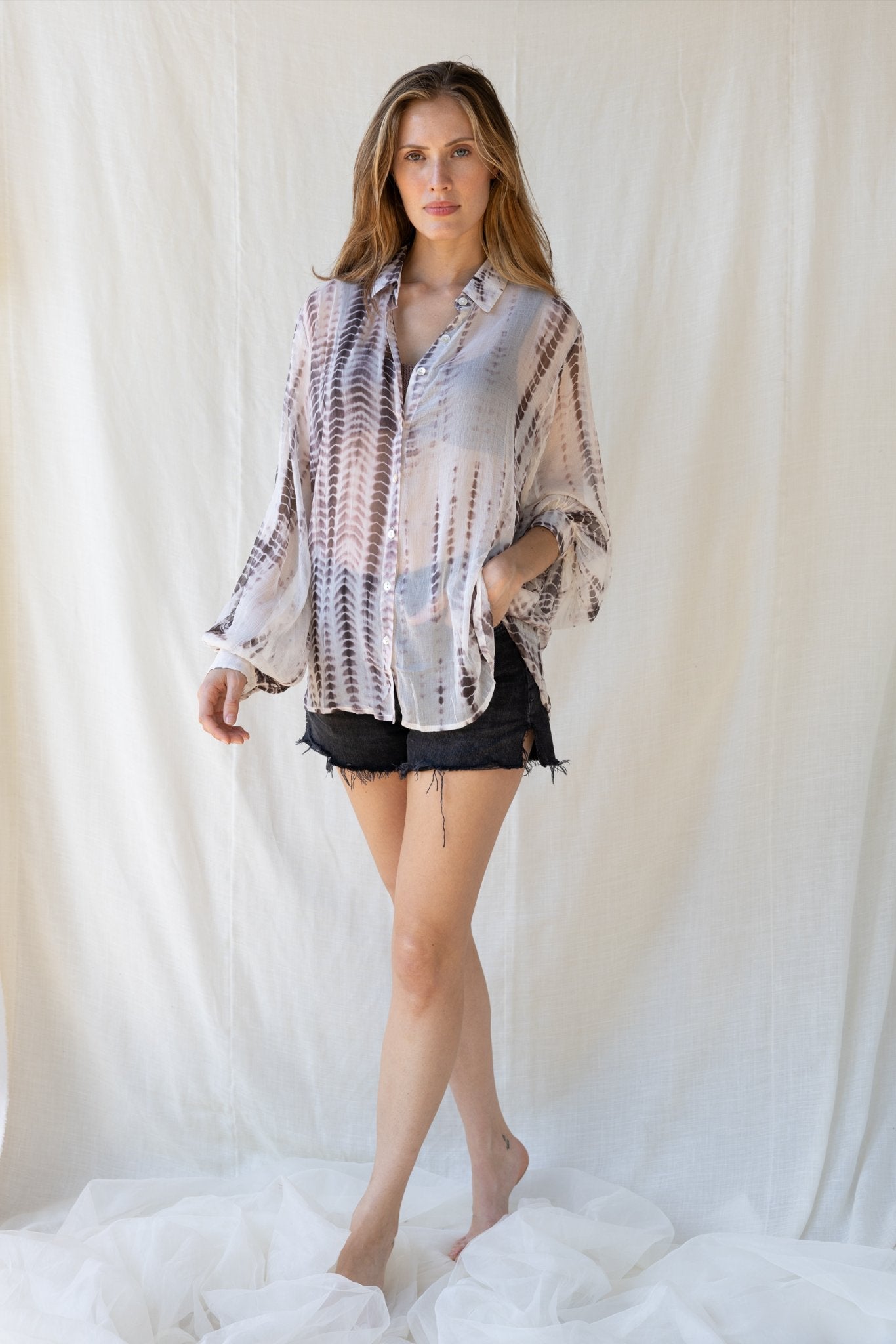 100% Modal Voile Tie Dye Shirt n.13 - Bohemia Couture