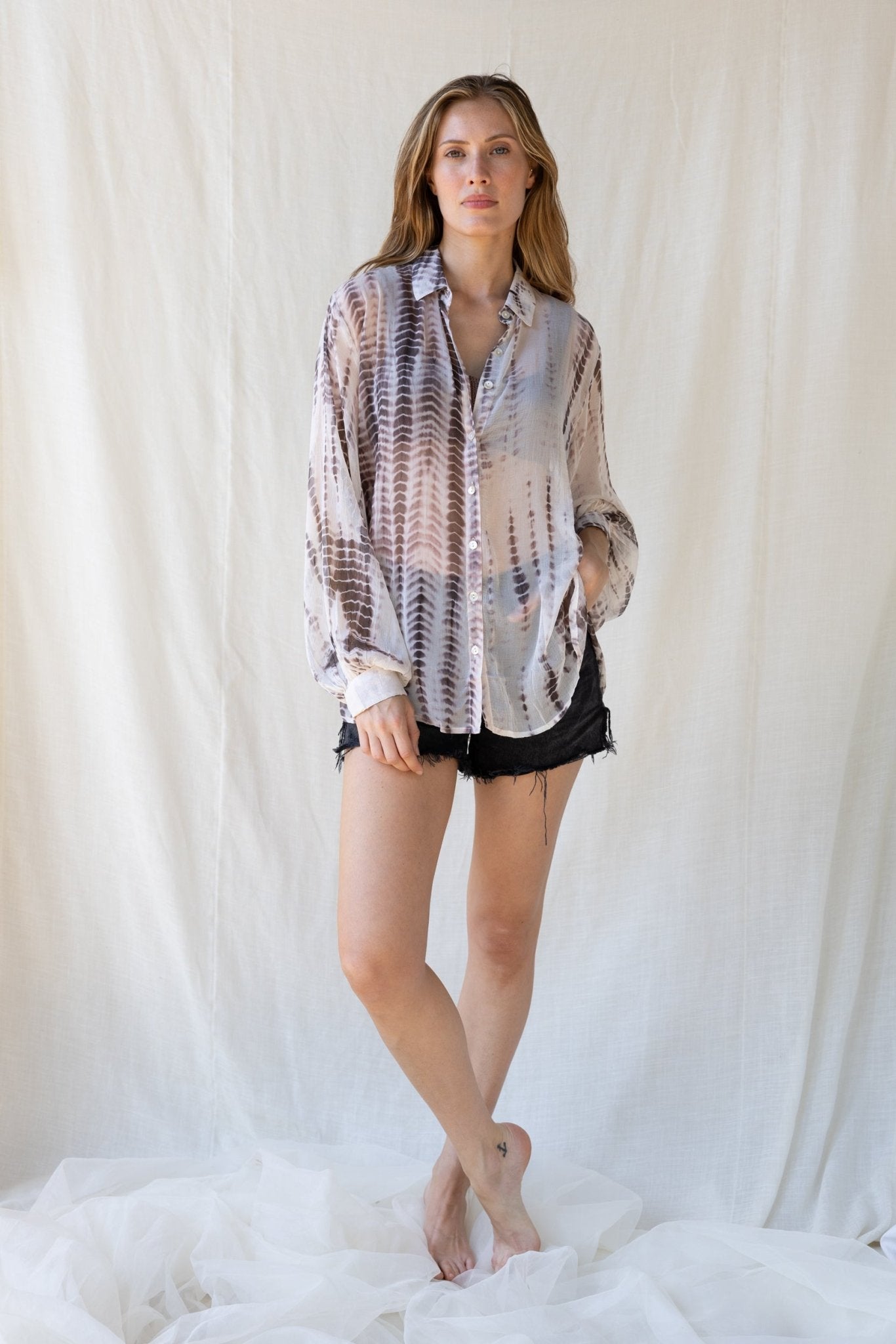 100% Modal Voile Tie Dye Shirt n.13 - Bohemia Couture
