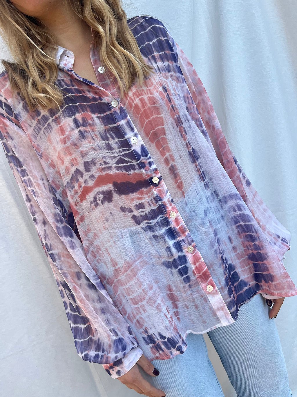 100% Modal Voile Tie Dye Shirt n.10 - Bohemia Couture