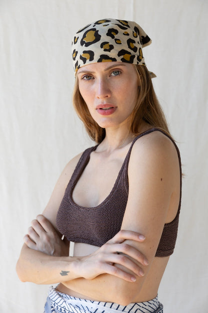 Bandana Leopard Cotton Scarf - Bohemia Couture