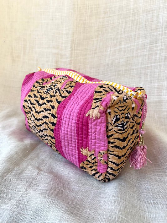 Tiger Beauty Bag - Stripes Pink & Fuxia