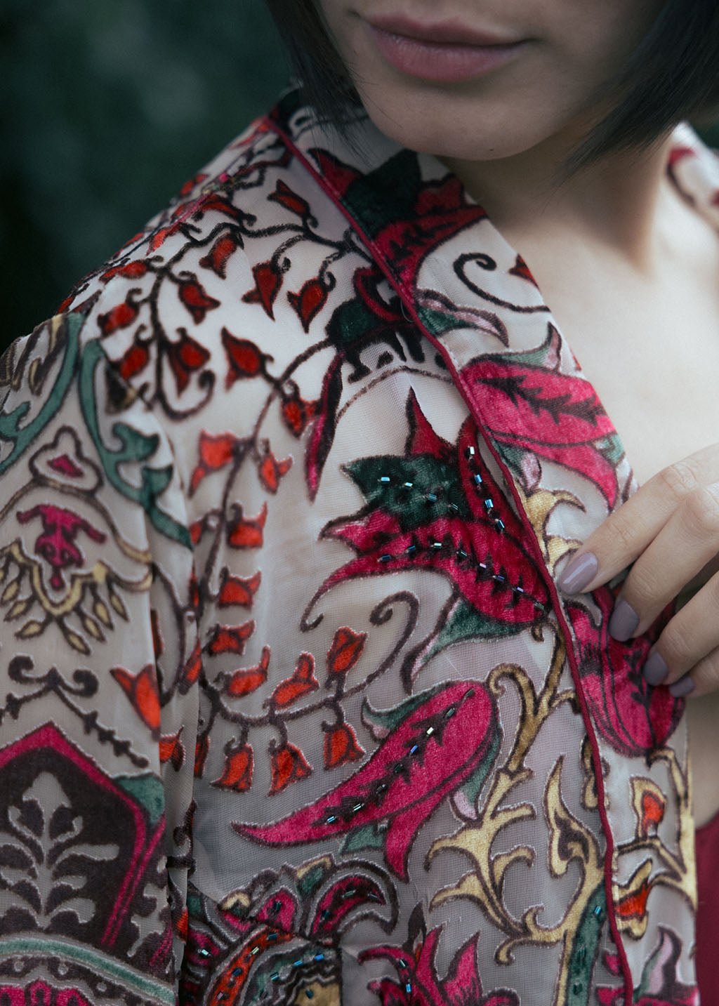 Velvet Short Cardigan - Ivory - Bohemia Couture