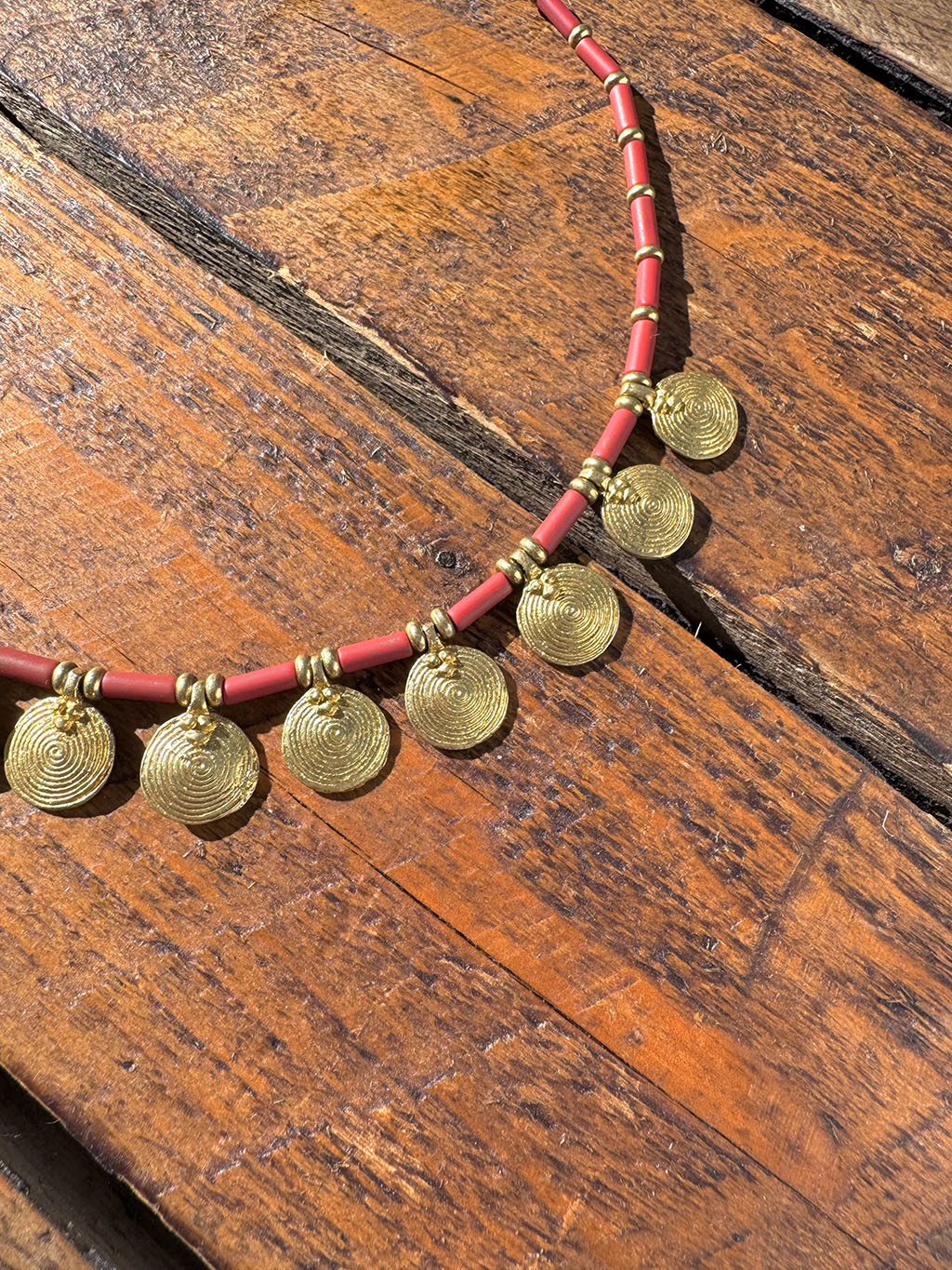 Jaipur Antique Necklace n.4 - Red & Golden Medals