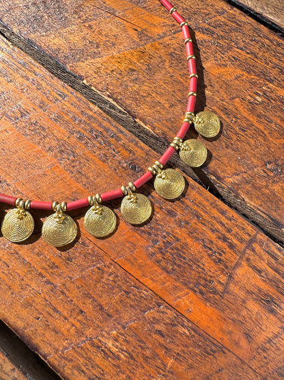 Jaipur Antique Necklace n.4 - Red & Golden Medals