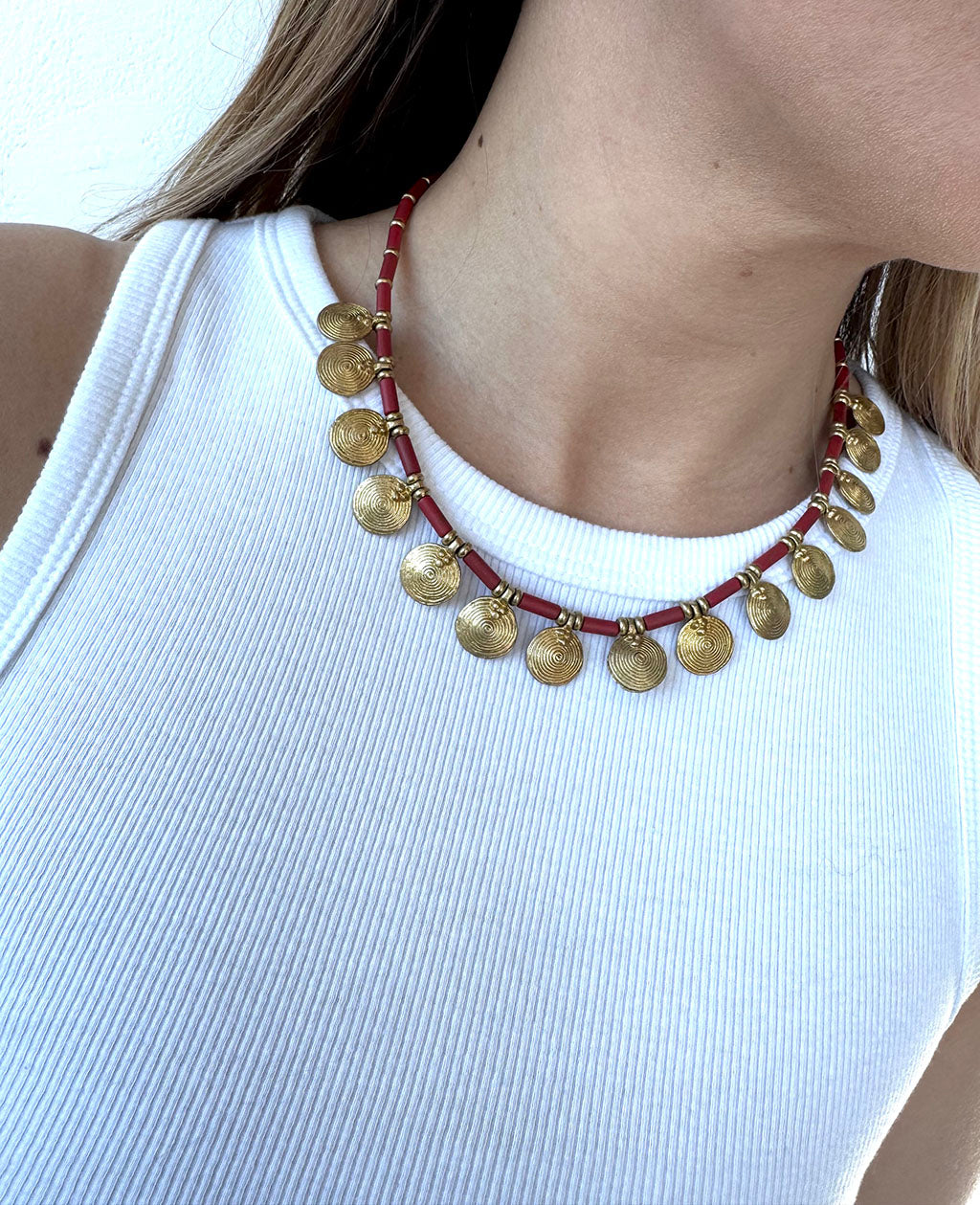 Jaipur Antique Necklace n.4 - Red & Golden Medals