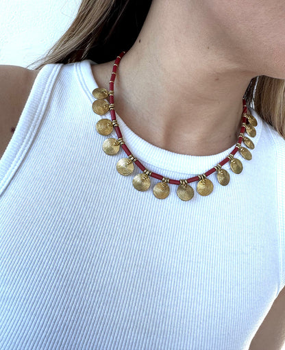 Jaipur Antique Necklace n.4 - Red & Golden Medals