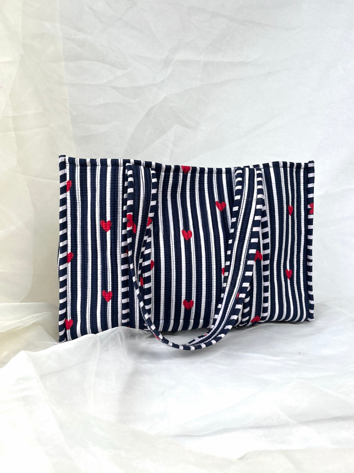 Cotton Tote Bag n.28 Blue Hearts