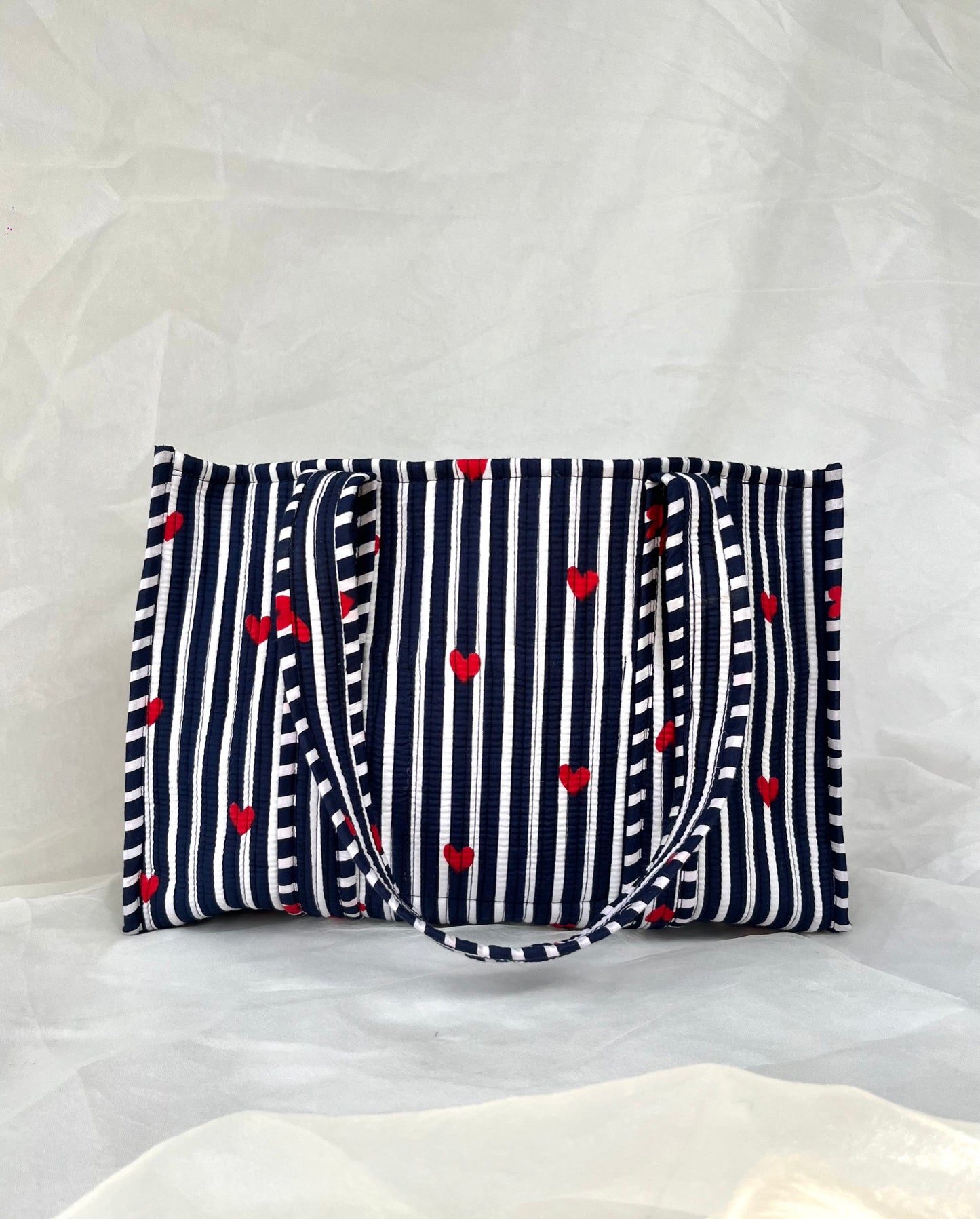 Cotton Tote Bag n.28 Blue Hearts