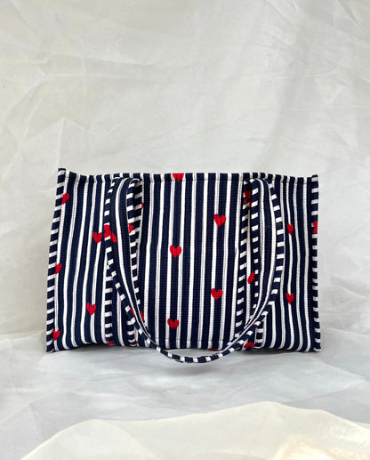 Cotton Tote Bag n.28 Blue Hearts