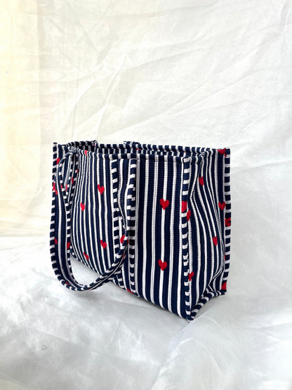 Cotton Tote Bag n.28 Blue Hearts