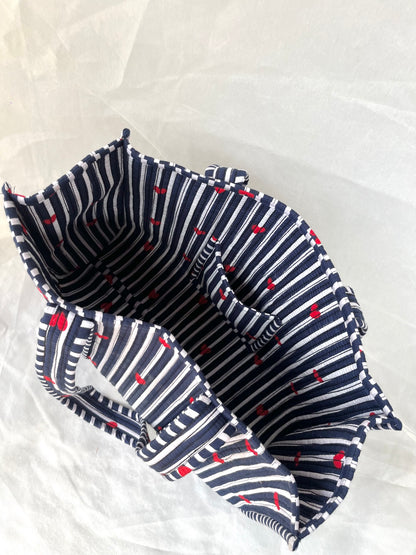 Cotton Tote Bag n.28 Blue Hearts