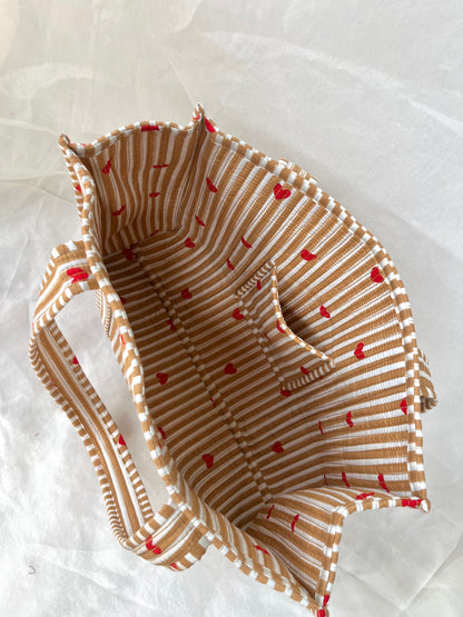 Cotton Tote Bag n.29 Cream Hearts