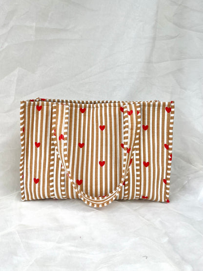 Cotton Tote Bag n.29 Cream Hearts