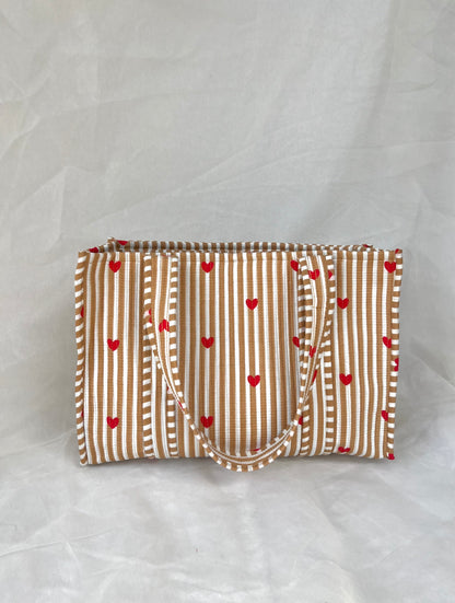 Cotton Tote Bag n.29 Cream Hearts