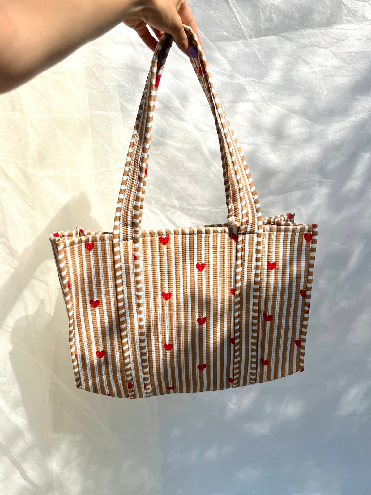 Cotton Tote Bag n.29 Cream Hearts