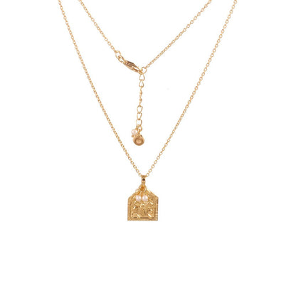 Amuleti Sinceri | Thin Necklace with Square Durga Pendant - Bohemia Couture