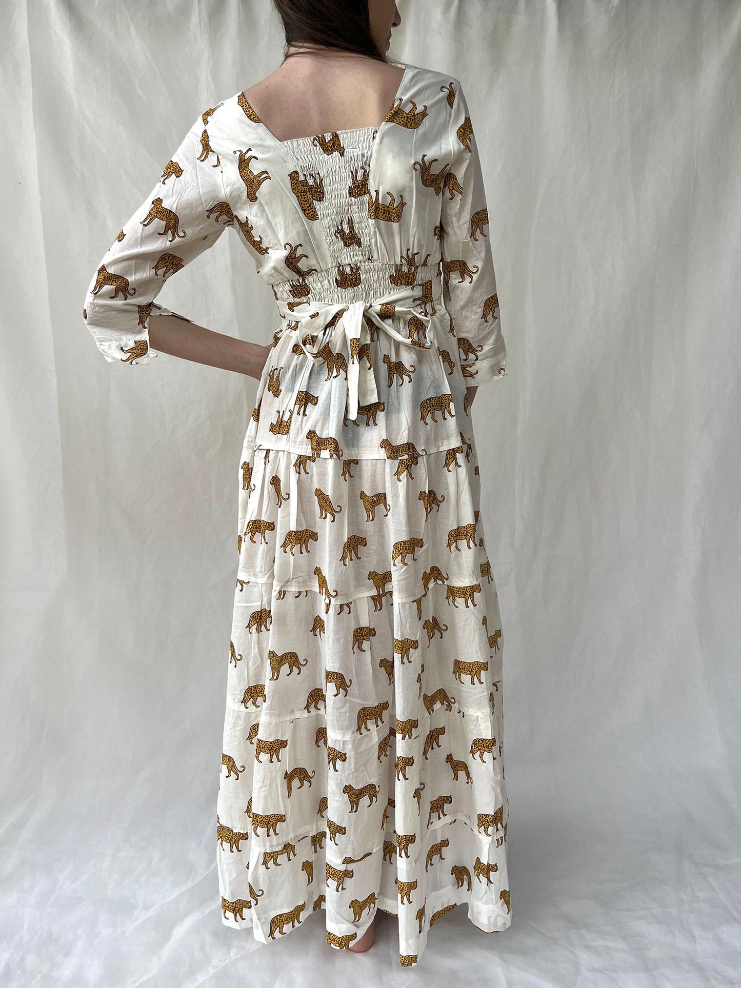 Cotton Gardenia Long Dress n.4 White leopard
