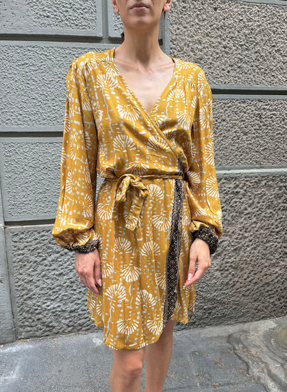 Viscose Lea Wrap Short Dress n.1