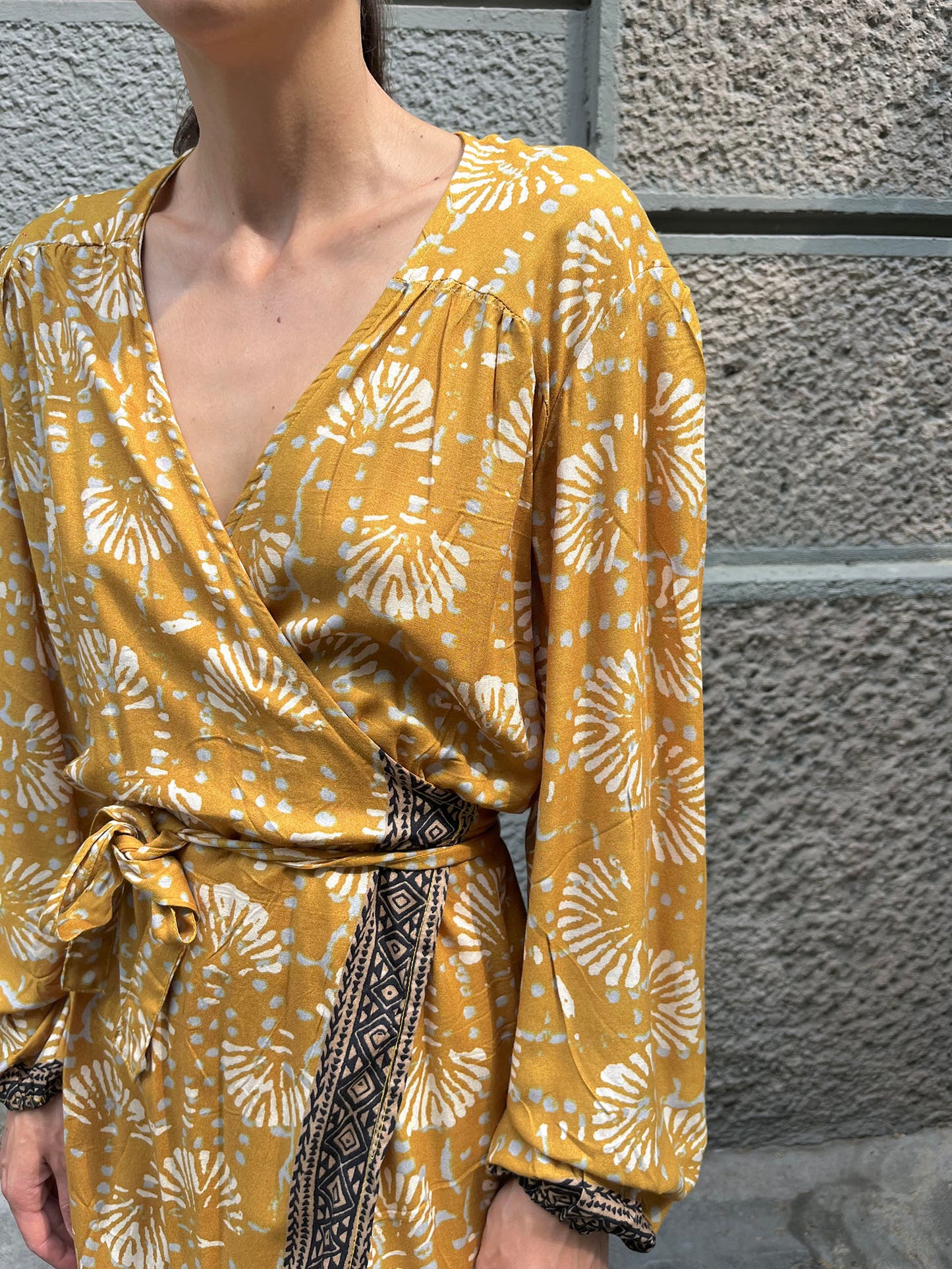 Viscose Lea Wrap Short Dress n.1