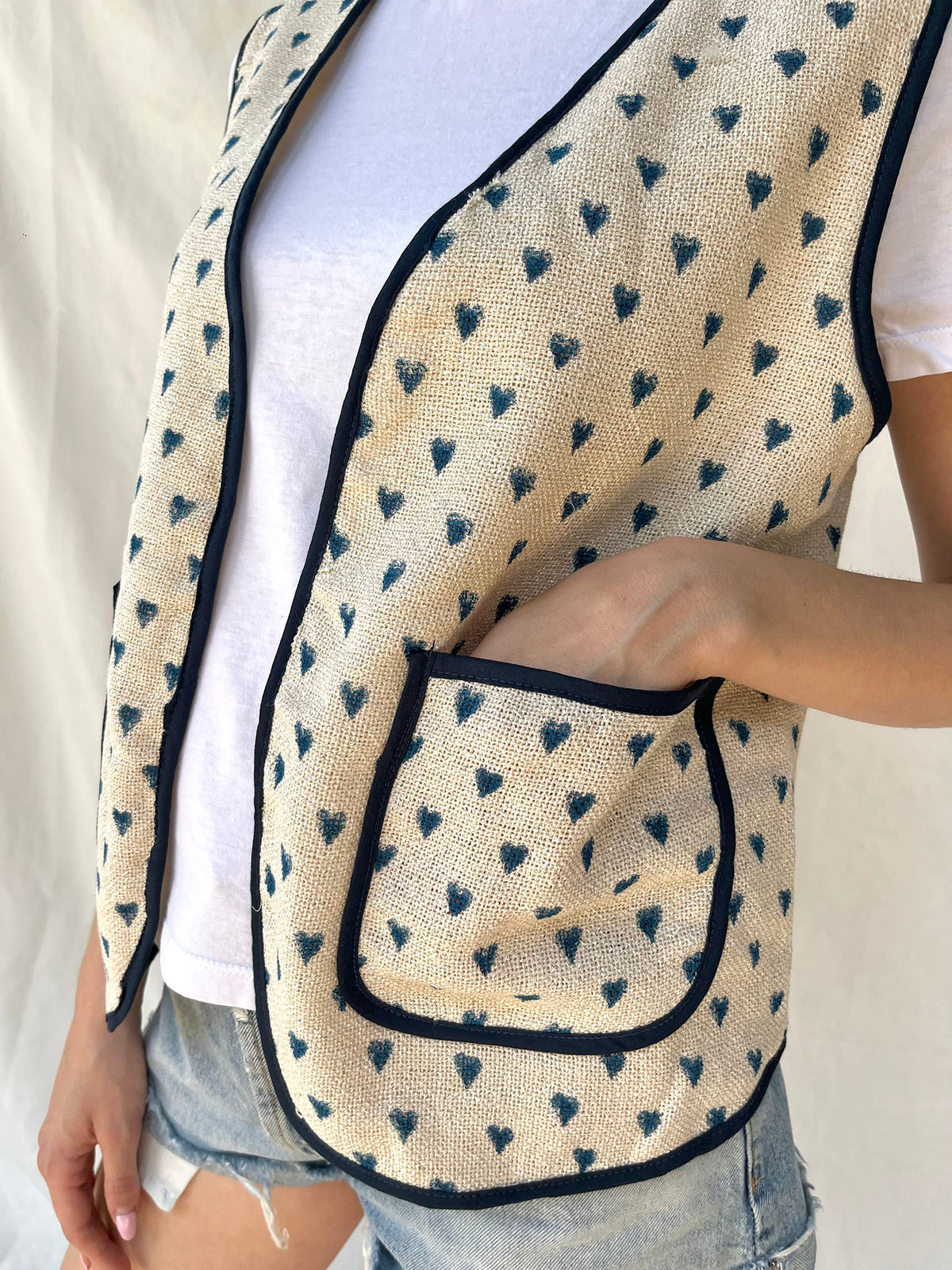 Meli Hearts Waistcoat Dark Blue n.1 - Bohemia Couture