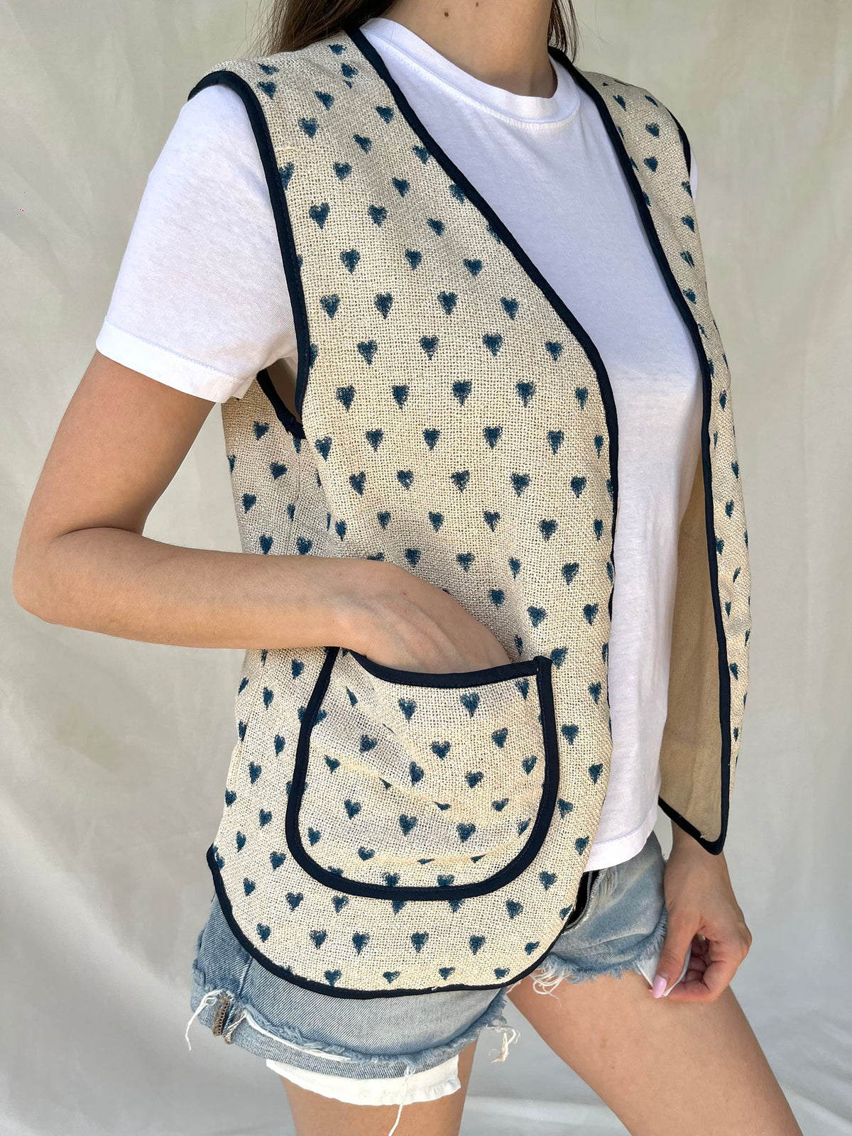 Meli Hearts Waistcoat Dark Blue n.1 - Bohemia Couture
