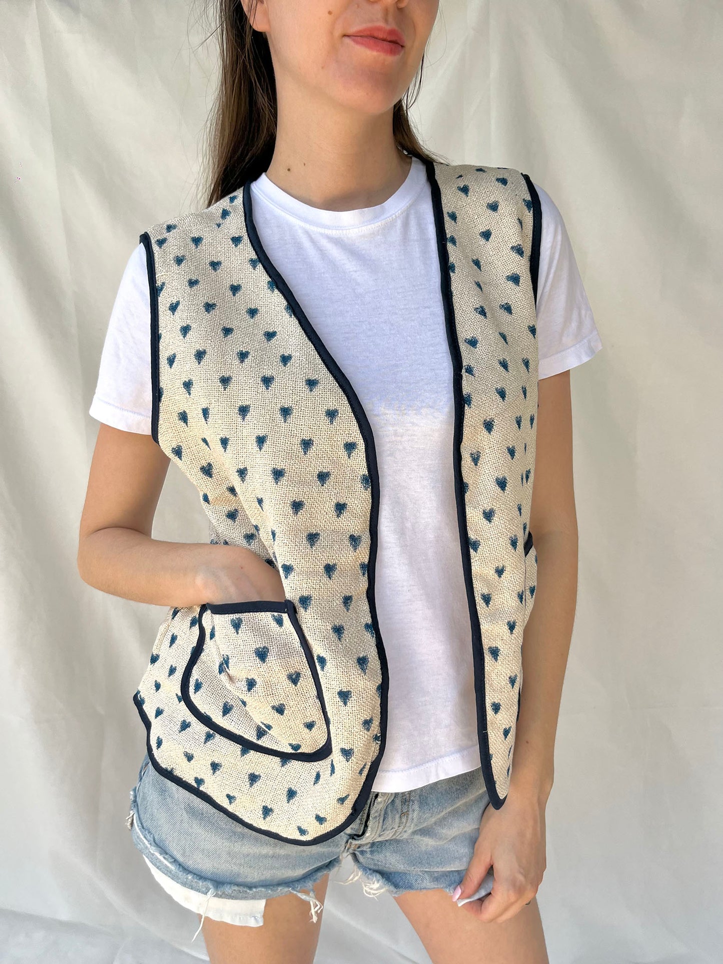 Meli Hearts Waistcoat Dark Blue n.1