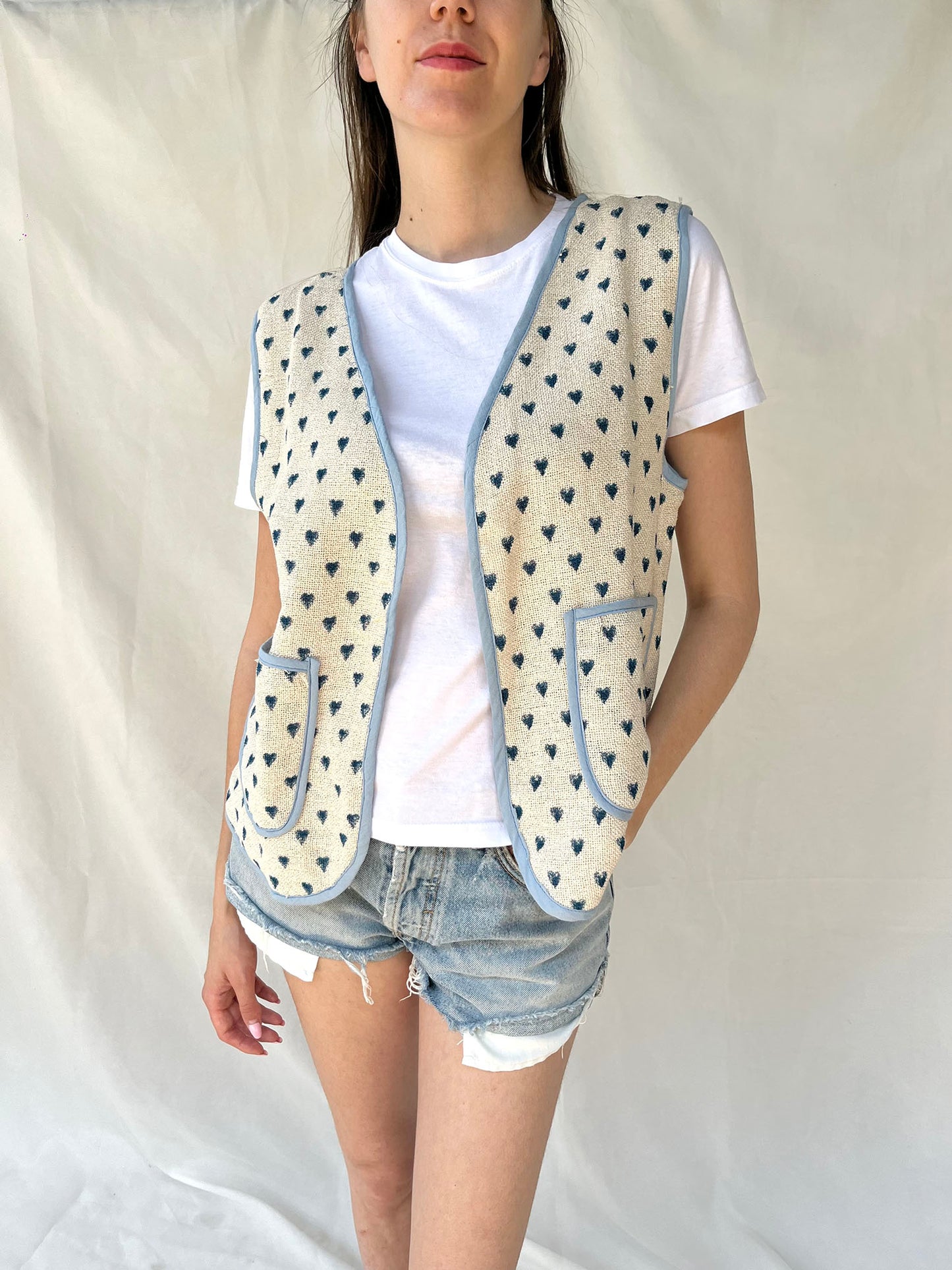 Meli Hearts Waistcoat Light Blue n.2
