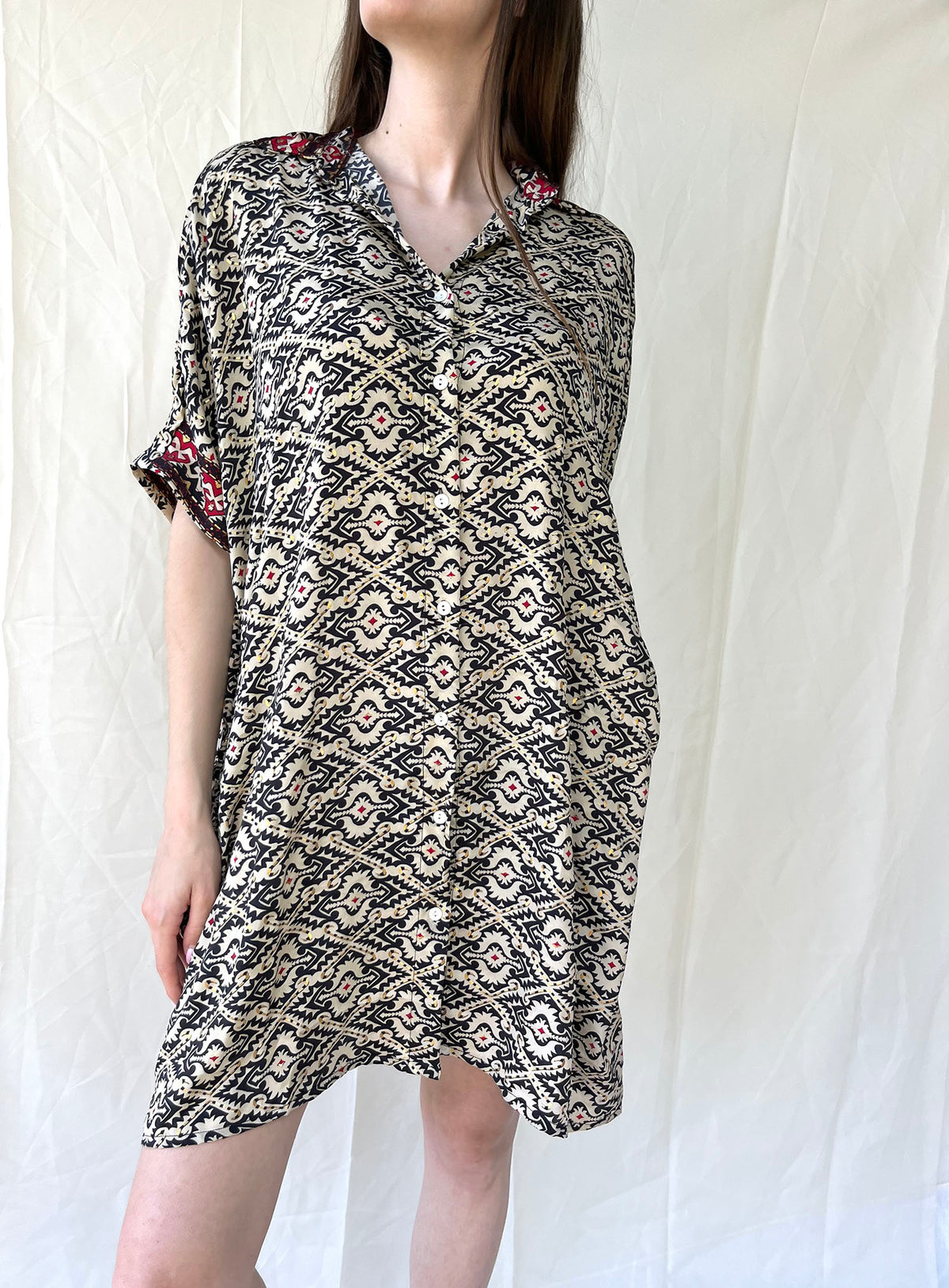 Silk Oversize Shirt Dress n.10 - Bohemia Couture
