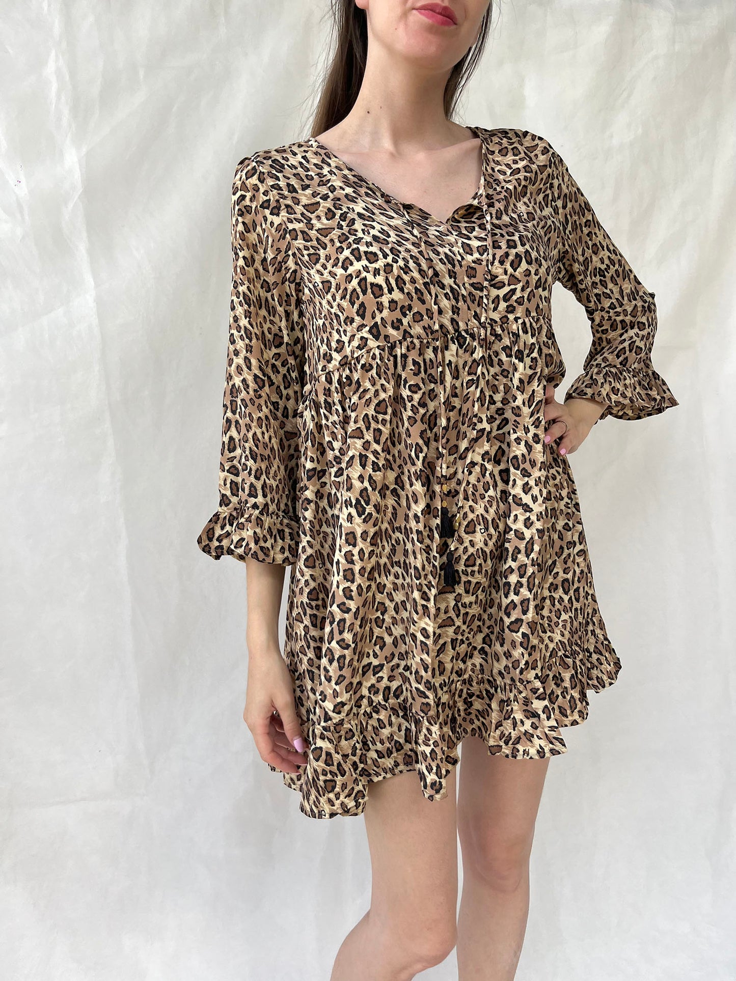 Silk Sunny Short Dress n.3 Leopard