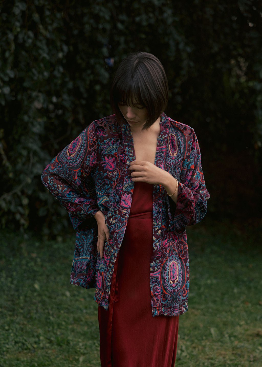 Velvet Short Cardigan - Burgundy - Bohemia Couture