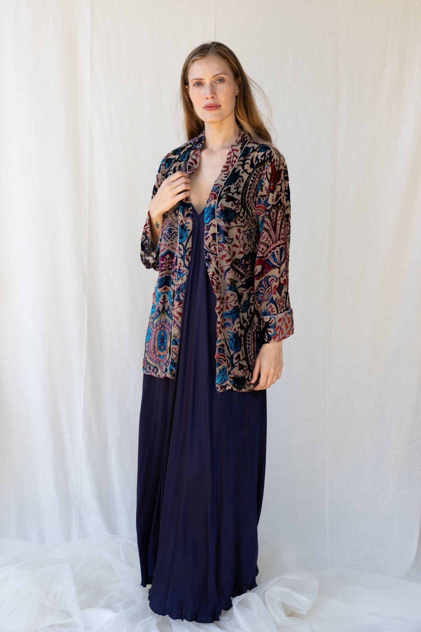 Velvet Short Cardigan - Champagne - Bohemia Couture