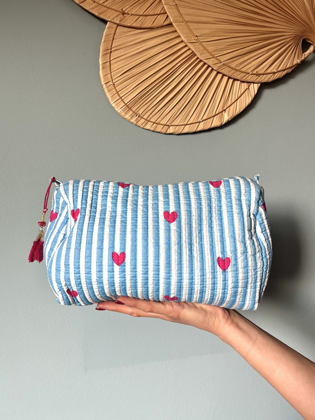 Beauty Bag - Blue Hearts - Bohemia Couture