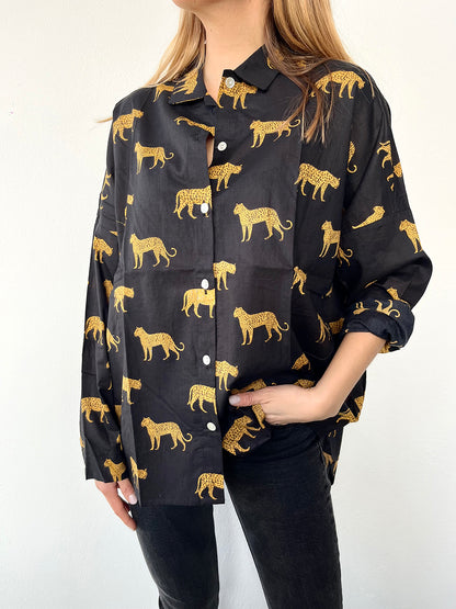 Celine Oversize Shirt n.1 Black Leopard