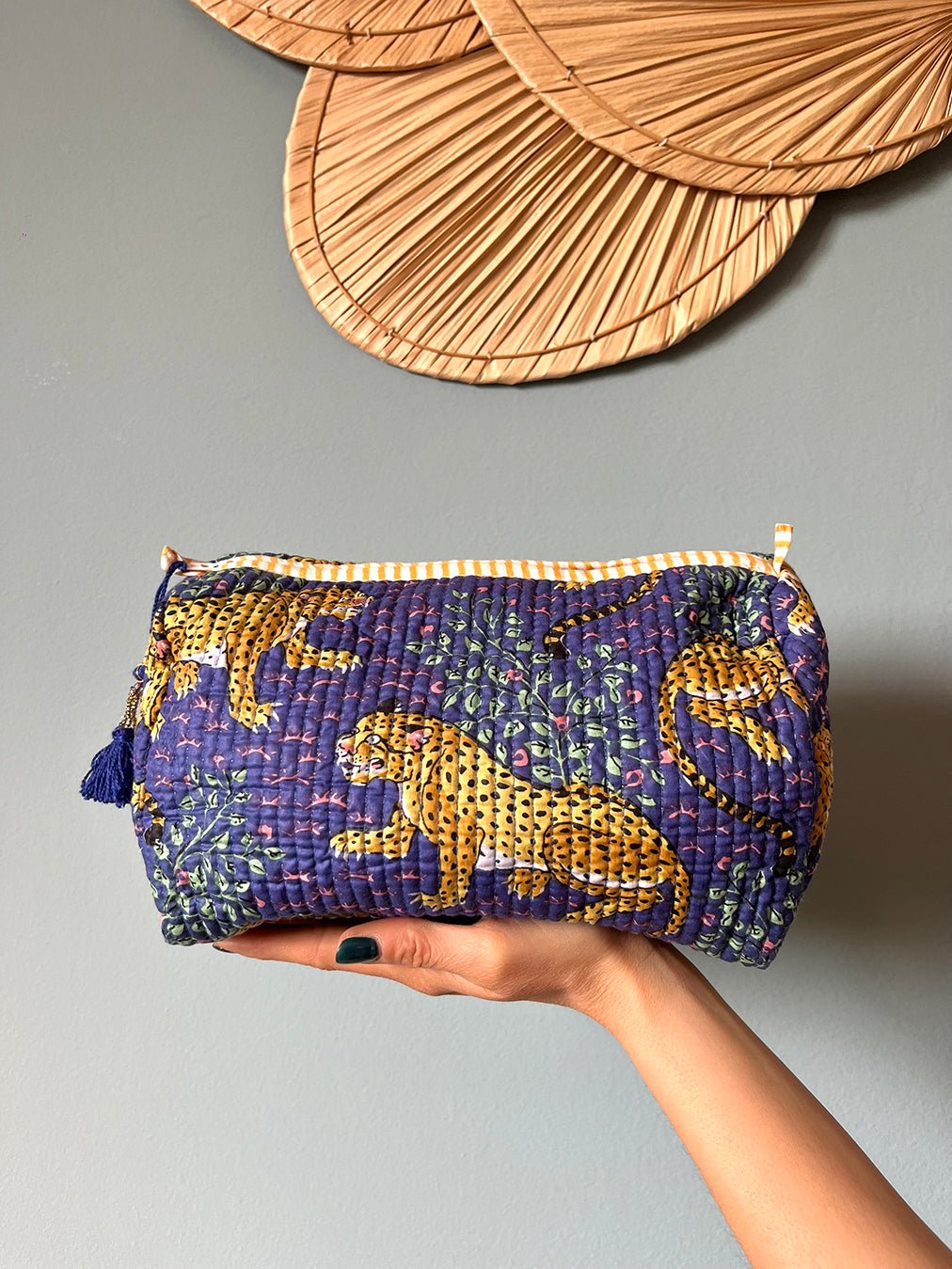Leopard Beauty Bag - Blue Safari - Bohemia Couture