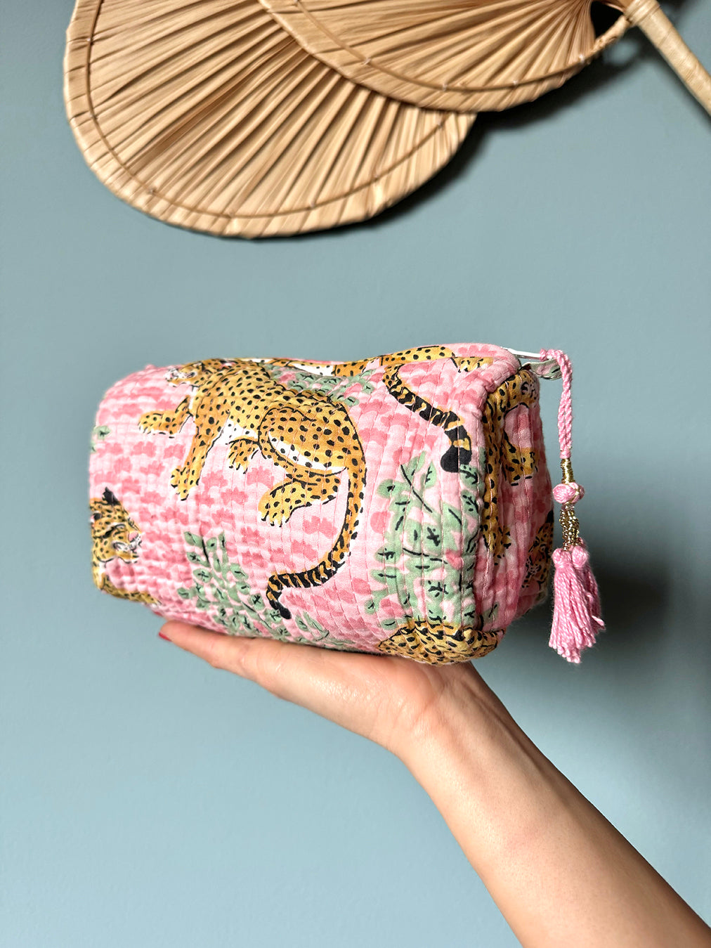 Leopard Mini Cosmetic Bag - Blush Pink Sunrise Safari