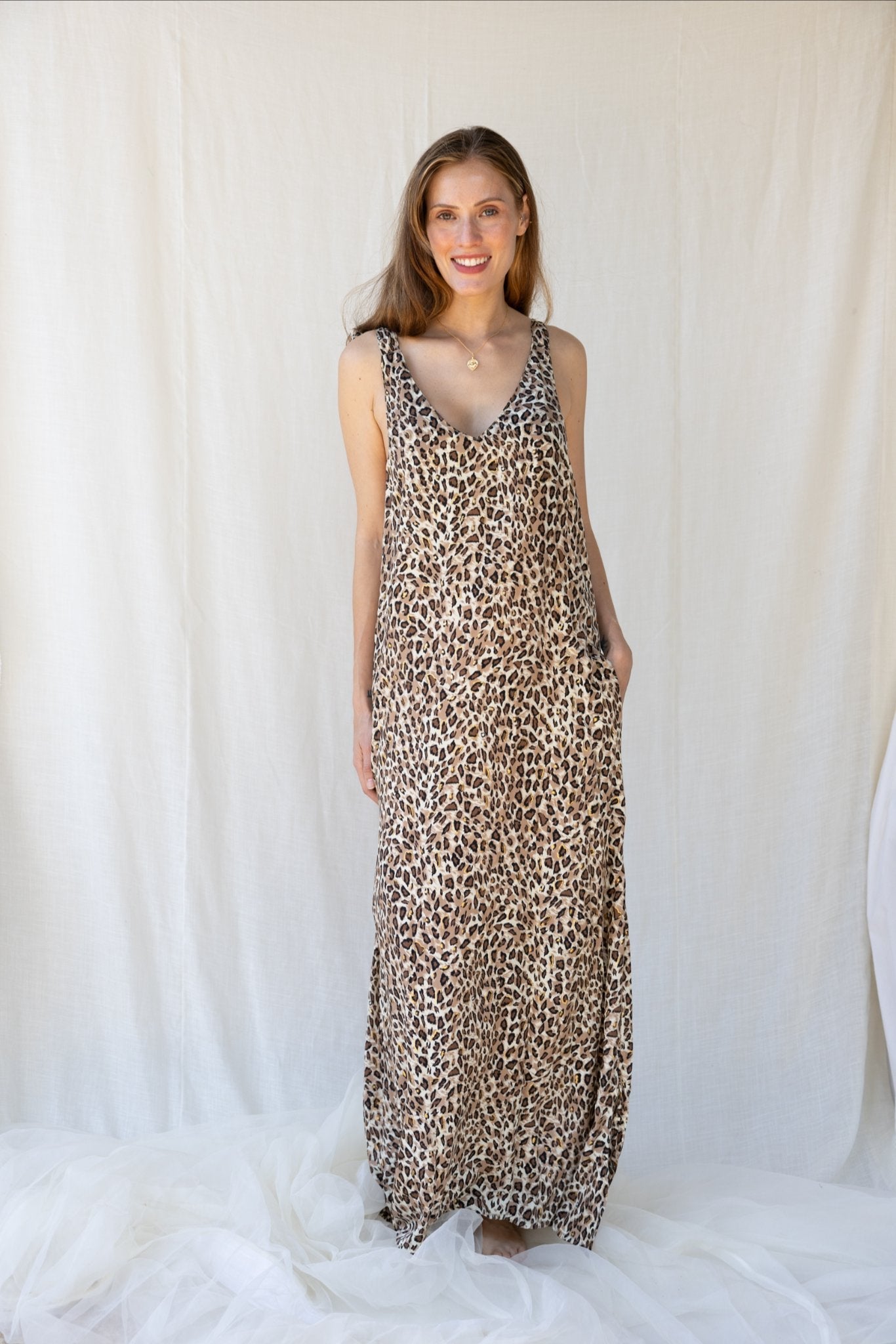 Silk Berry Long Dress n.7 Leopard - Bohemia Couture