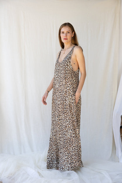 Silk Berry Long Dress n.7 Leopard - Bohemia Couture