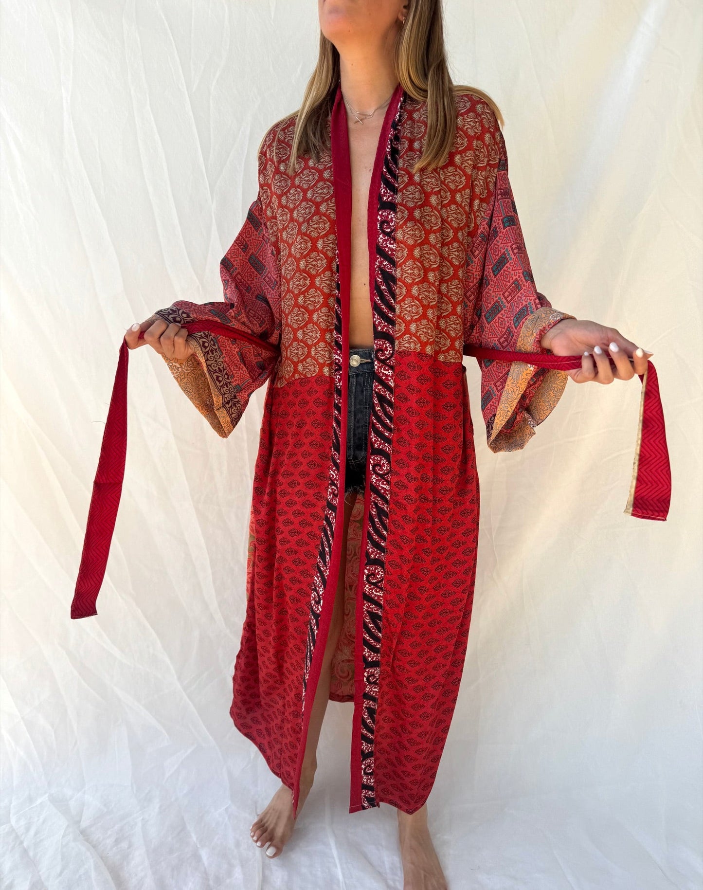 Silk Maxi Cardigan n.25 - Bohemia Couture