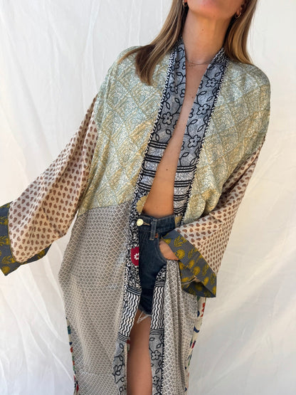 Silk Maxi Cardigan n.26 - Bohemia Couture
