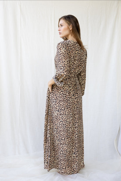 Silk Olivia Wrap Dress n.10 Leopard - Bohemia Couture