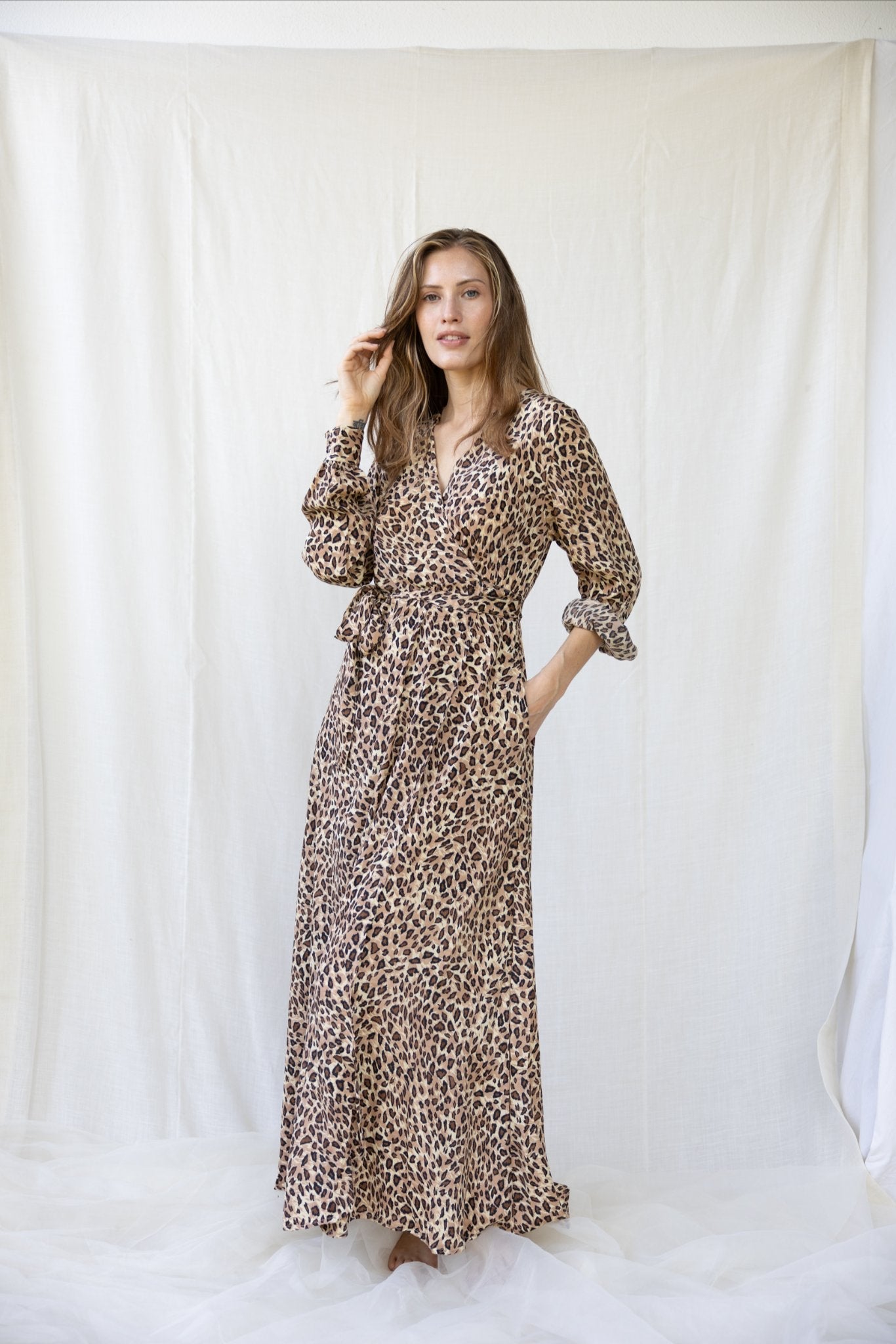 Silk Olivia Wrap Dress n.10 Leopard - Bohemia Couture