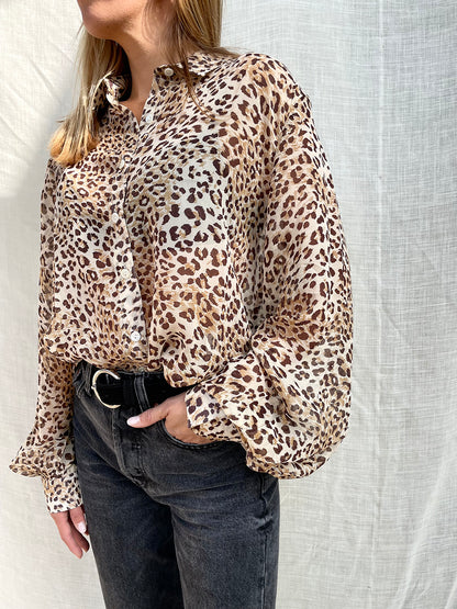 100% Silk Shirt n.10 Leopard